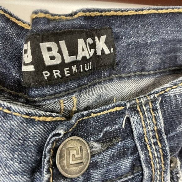 Black Premium Men’s Low Rise Slim Straight Jeans 32/34 - Picture 2 of 12